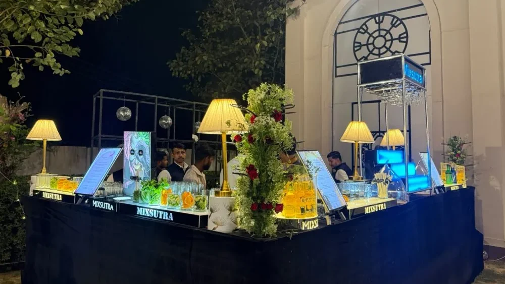 luxury Bar decor setup for 30ft L shape